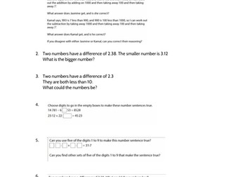 Mastery Addition Subtraction Problem-Solving