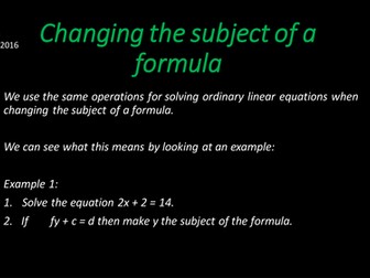 Changing the subject of a formula