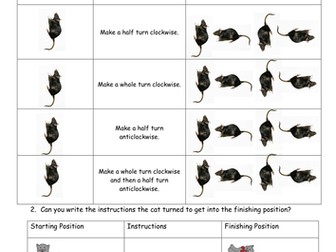 KS1 Rotating Rodent! Rotation and Direction Differentiated Worksheet