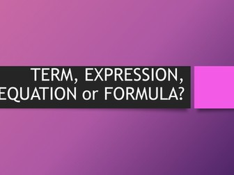 Identifying a term, expression, equation or formula