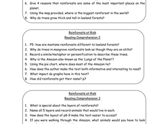 Rainforests at Risk Reading Comprehension Questions