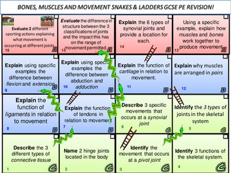 GCSE PE snakes and ladders revision board games