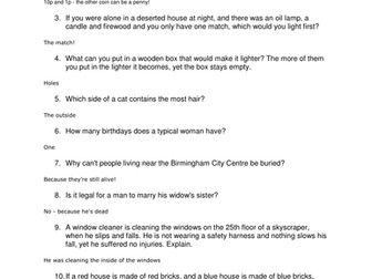 Lateral Thinking Questions and Answers