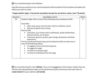 AQA GCSE Drama: New Specification. 50 mins Blood Brothers mock/test with markscheme