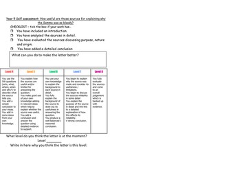 Assessment on the Battle of the Somme using sources.