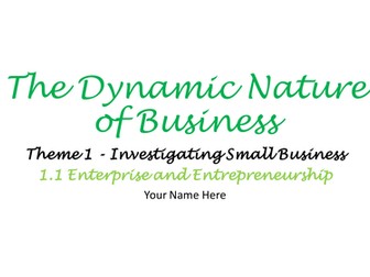 GCSE (9-1) Business Theme 1 Enterprise and Entrepreneurship