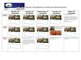 Social Story and timetable for Christmas rehearsals