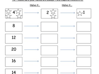KS2 Differentiated Halving to 20,50 and 100