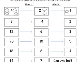 Mark Scheme to accompany the Halving Worksheet