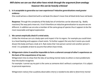 The Problem of Other Minds/ Philosophical Responses AQA 2715 Spec