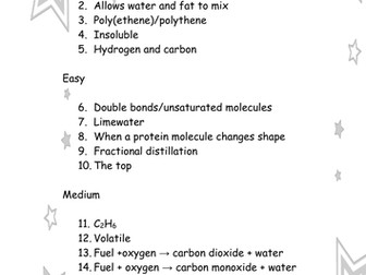 C1 Carbon Chemistry - Revision Quiz