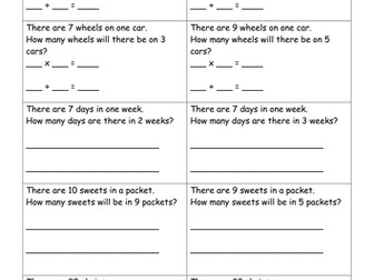 Year 2 - multiplication and division word problems, differentiated 3 ways