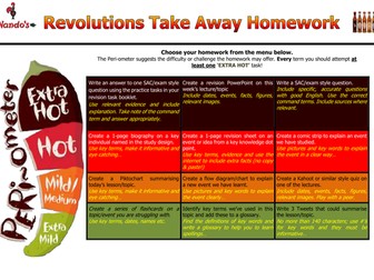 History: Revolutions Take Away Homework Grid