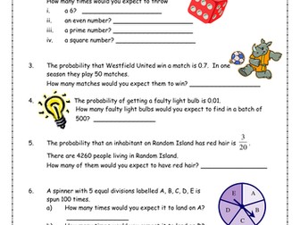 Expectation and Probability Activity