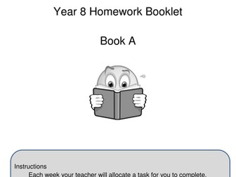 English homework booklets for year 8 -- two levels of difficulty