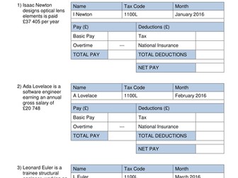 Pay slips with Income Tax and National Insurance