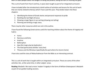 Year 6 Integrated unit of work on Ancient Greek Storytelling