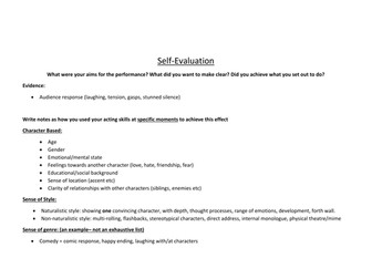 Drama self-evaluation of performance