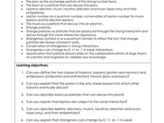 Particle Zoo lesson order and Specification for Students