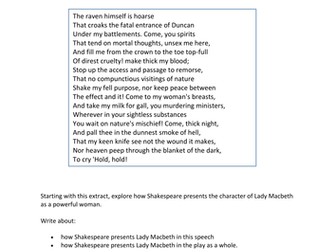 5 Macbeth GCSE Exam Questions for Paper 1 AQA New Spec