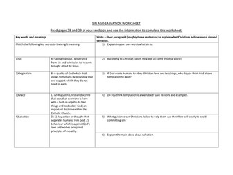 Sin and Salvation worksheet