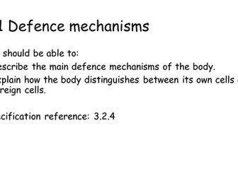 NEW AQA AS Biology 5.1 Defence Mechanisms