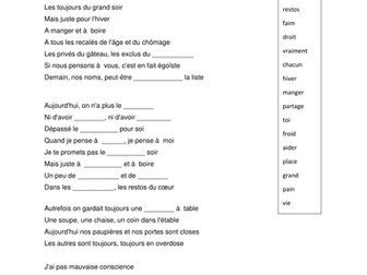Leçon sur le bénévolat - les restos du coeur