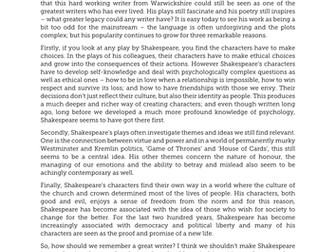 Shakespeare – The relevancy of his writing 400 years on