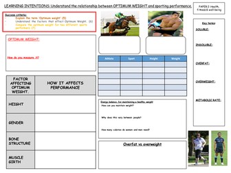 GCSE PE new 2016 specification Edexcel - Optimum weight