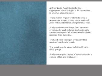 Drop Quote Puzzle on the Birth of Jesus