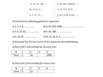 SIMPLE Geometric Sequences Questions