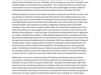 Lenin was the most successful leader of the Bolshevik Revolution of 1917. Explain why you agree or d