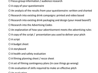 BTEC DIGITAL CREATIVE MEDIA UNIT 2 PORTFOLIO CHECKLIST FOR STUDENTS