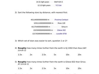 Lightyears and parallax lesson + wksheet
