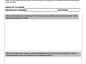 AQA GCSE Media Studies TV Serial Drama Unit 1 Exam 2018 - generic case study worksheet