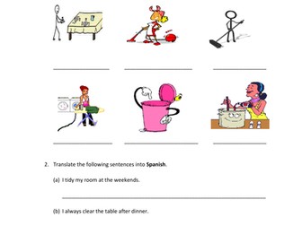 Tareas domesticas Test - household chores Spanish
