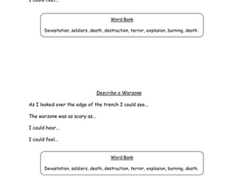 An Observed/OFSTED Descriptive Writing Lesson "Describe a Warzone" Private Peaceful/Warhorse