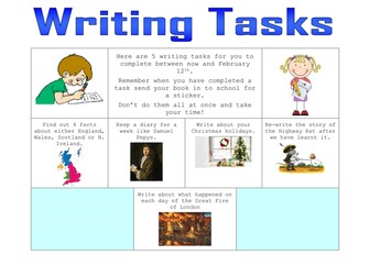 Writing homework tasks - Year 1