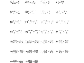 Solving Equations, Including Algebraic Fractions