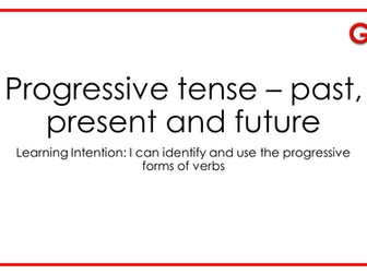 Progressive forms of the verb - past, present and future.