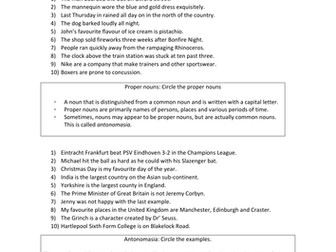 Worksheet and PPT about the different noun classes - with answers.