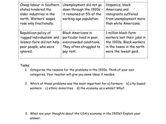 Problems in the US economy 1920s