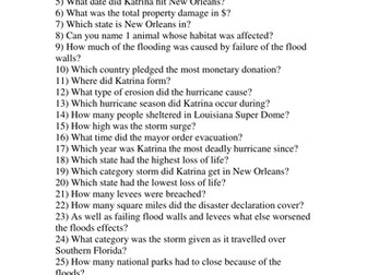 Hurricane Katrina Bingo Lesson