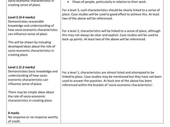 Changing Spaces; Making Places - 6 Mark Q + Mark Scheme