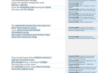 Yeats - The Wild Swans at Coole - close analysis