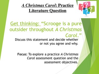 English Literature Scrooge as an Outsider Practice Question PowerPoint A Christmas Carol