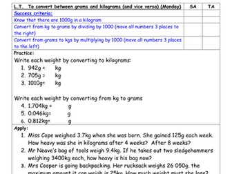 Year 6 Autumn 1 week 6 - converting measures