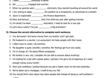 B1 ESL Worksheet - Mixed Grammar and Vocabulary