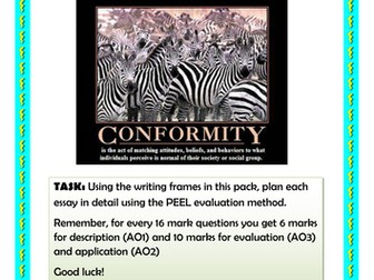 AQA Psychology (New Spec) Essay writing frame packs (PAPER 1)