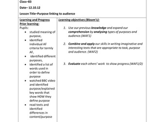 KS3 Oustanding Lesson Unit on Writing to Review